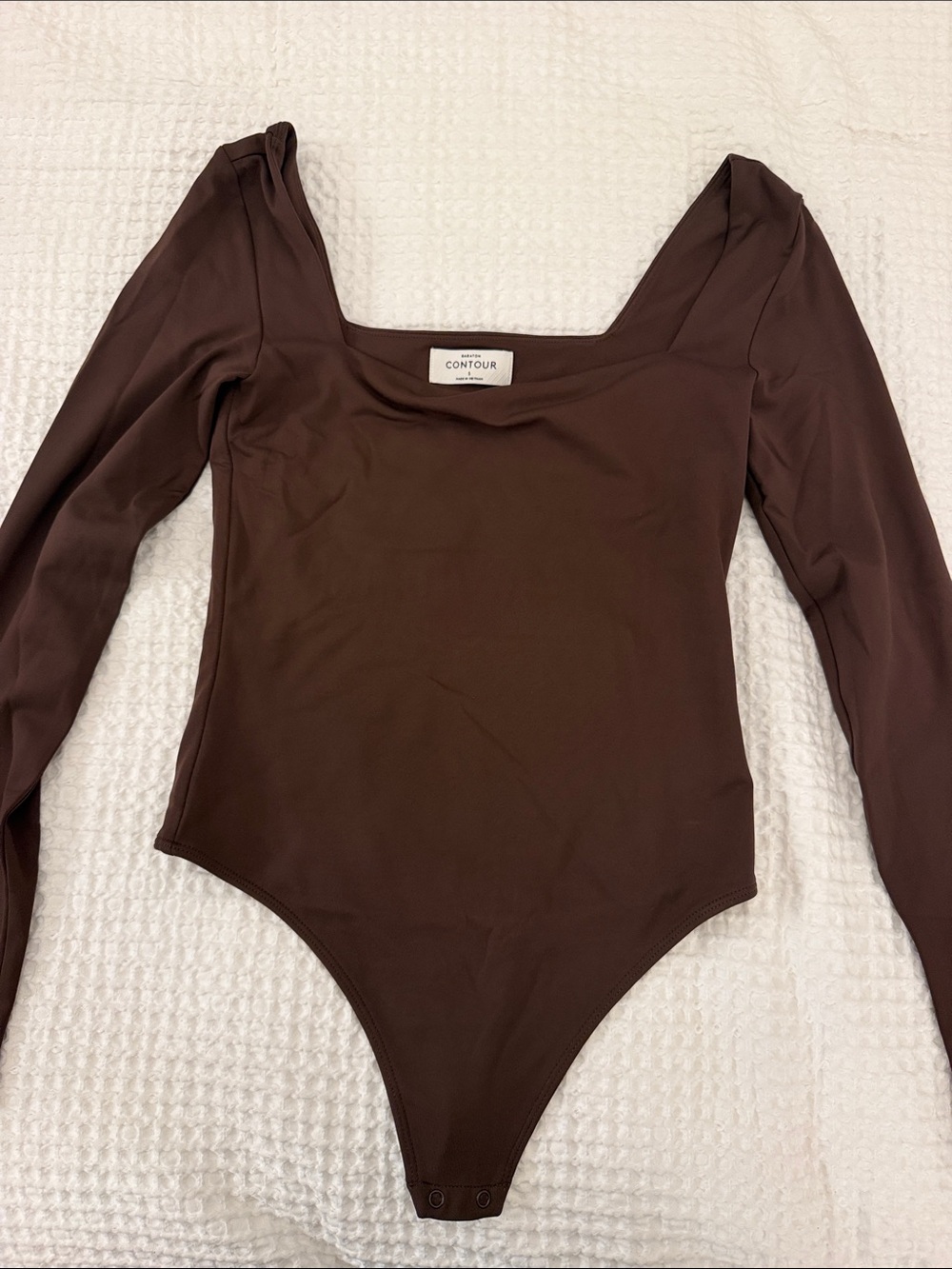 Aritzia Contour Square Neck Long Sleeve Bodysuit - Chocolate Brown